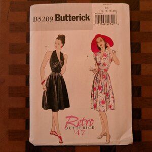 Butterick 5209 - Uncut - Retro 47' - Sizes 14-20 - Halter or Cap Sleeve Dress
